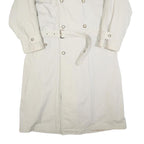 HIM Mens Cream Cotton Long Sleeve Double Breasted Button Trench Jacket XL