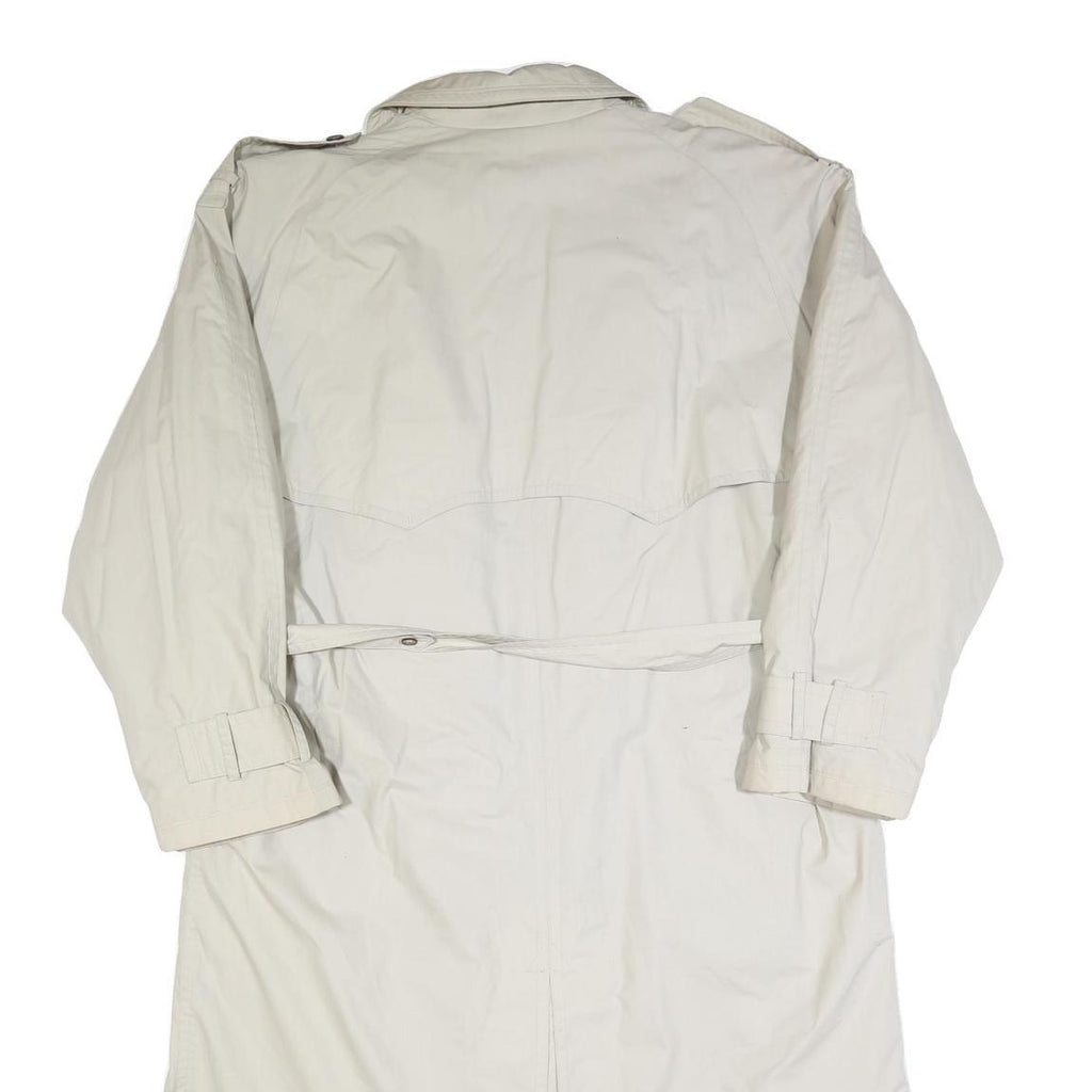 HIM Mens Cream Cotton Long Sleeve Double Breasted Button Trench Jacket XL