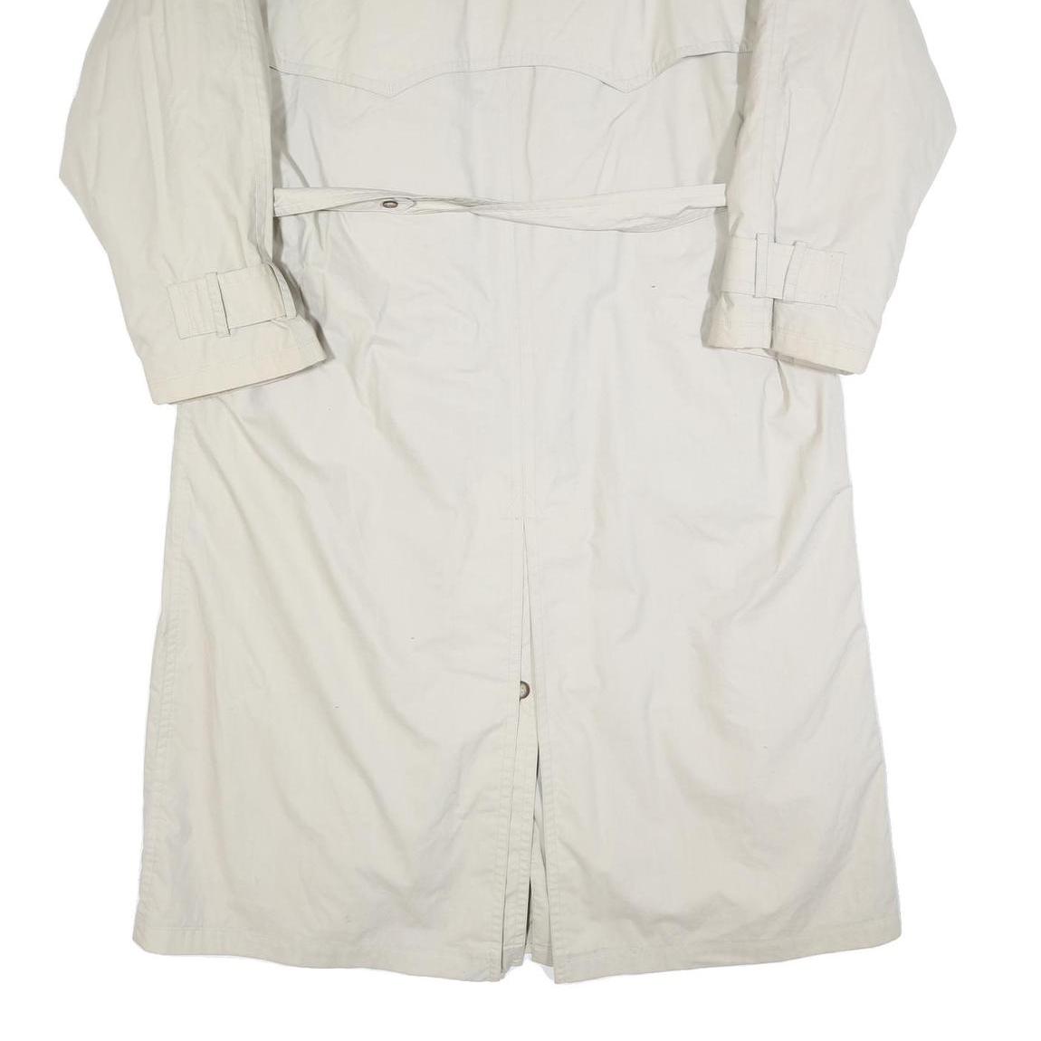 HIM Mens Cream Cotton Long Sleeve Double Breasted Button Trench Jacket XL