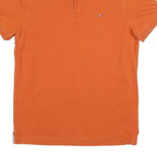 TOMMY HILFIGER Mens Orange Short Sleeve Plain M Cotton Blend Polo Shirt