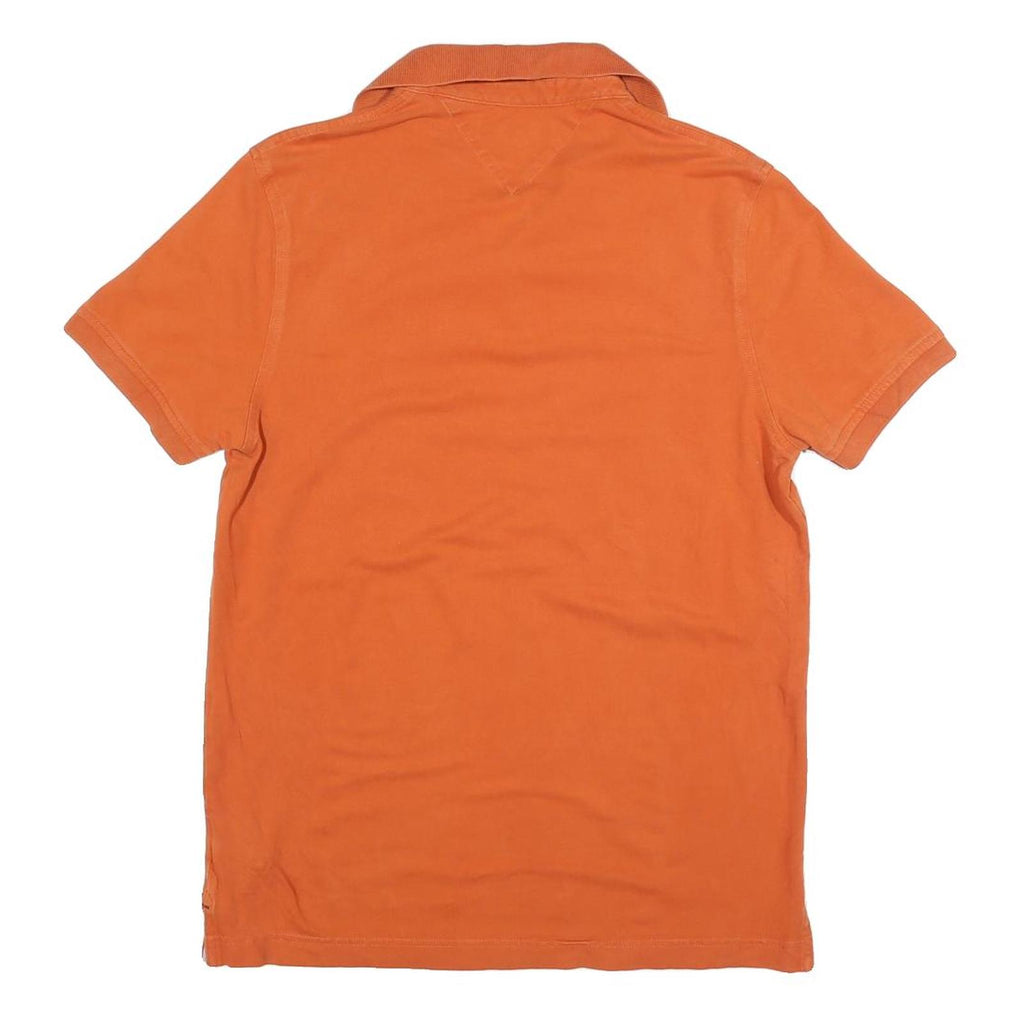 TOMMY HILFIGER Mens Orange Short Sleeve Plain M Cotton Blend Polo Shirt
