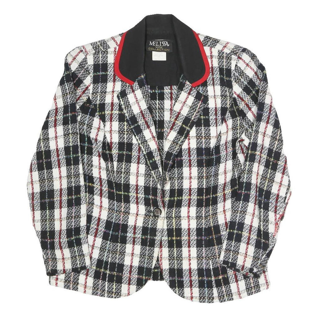 MELISSA Womens Black & White & Red Checked Blazer Jacket UK 10 Polyester Blend