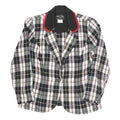 MELISSA Womens Black & White & Red Checked Blazer Jacket UK 10 Polyester Blend