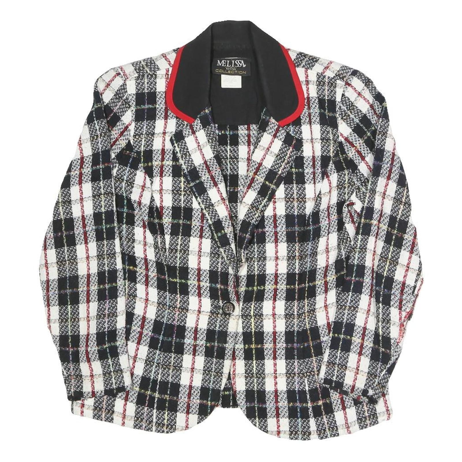 MELISSA Womens Black & White & Red Checked Blazer Jacket UK 10 Polyester Blend