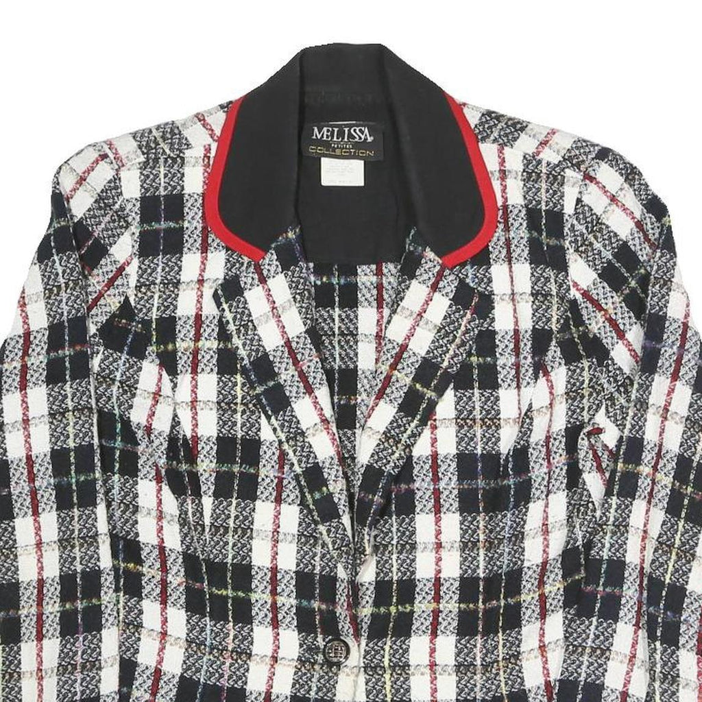 MELISSA Womens Black & White & Red Checked Blazer Jacket UK 10 Polyester Blend