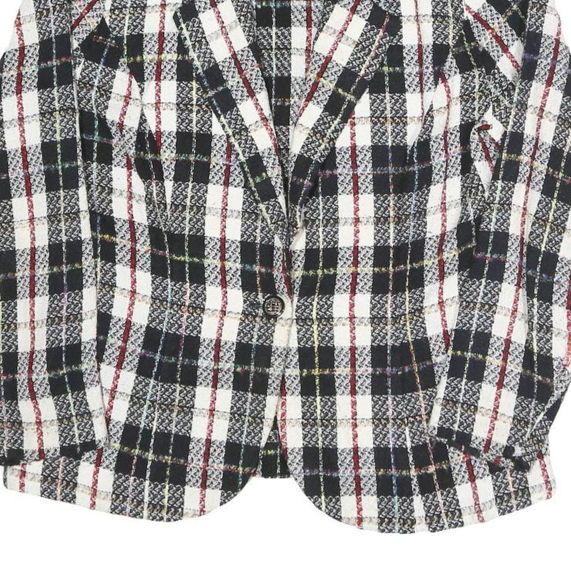 MELISSA Womens Black & White & Red Checked Blazer Jacket UK 10 Polyester Blend