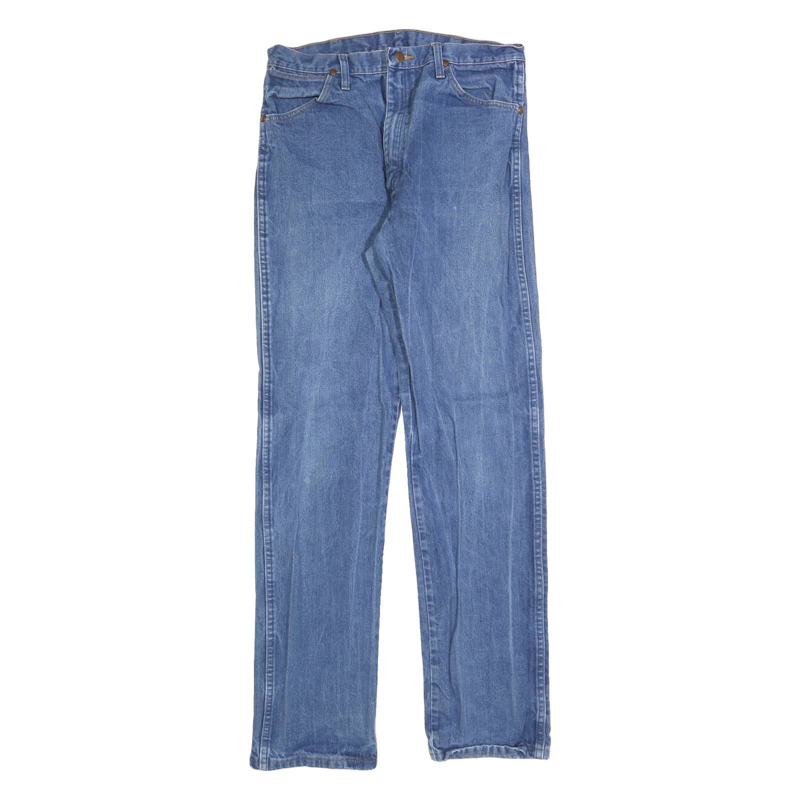 WRANGLER Mens Blue Regular Straight Denim Medium W35 L36 Classic Zip Cotton