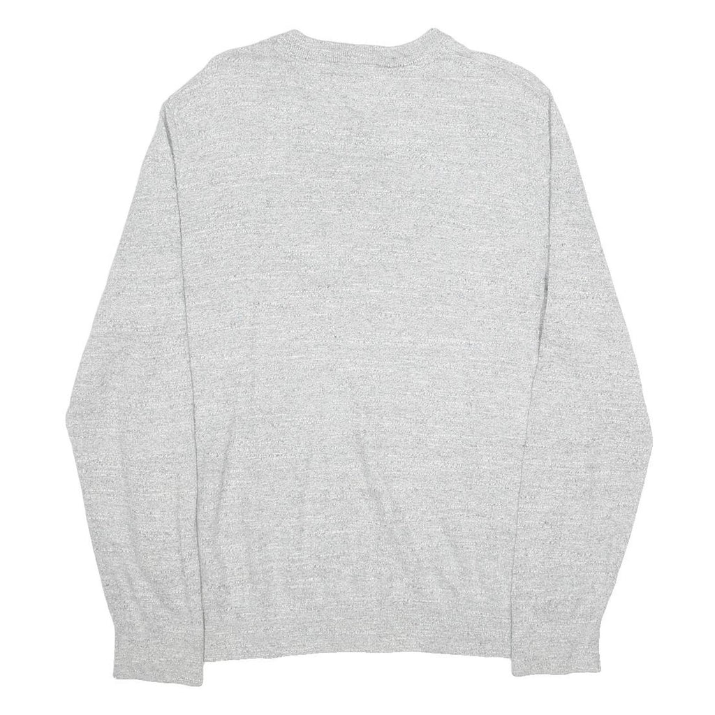 TOMMY HILFIGER Mens Grey Plain Cotton Pullover Crew Neck Basic Knit Jumper L