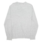 TOMMY HILFIGER Mens Grey Plain Cotton Pullover Crew Neck Basic Knit Jumper L