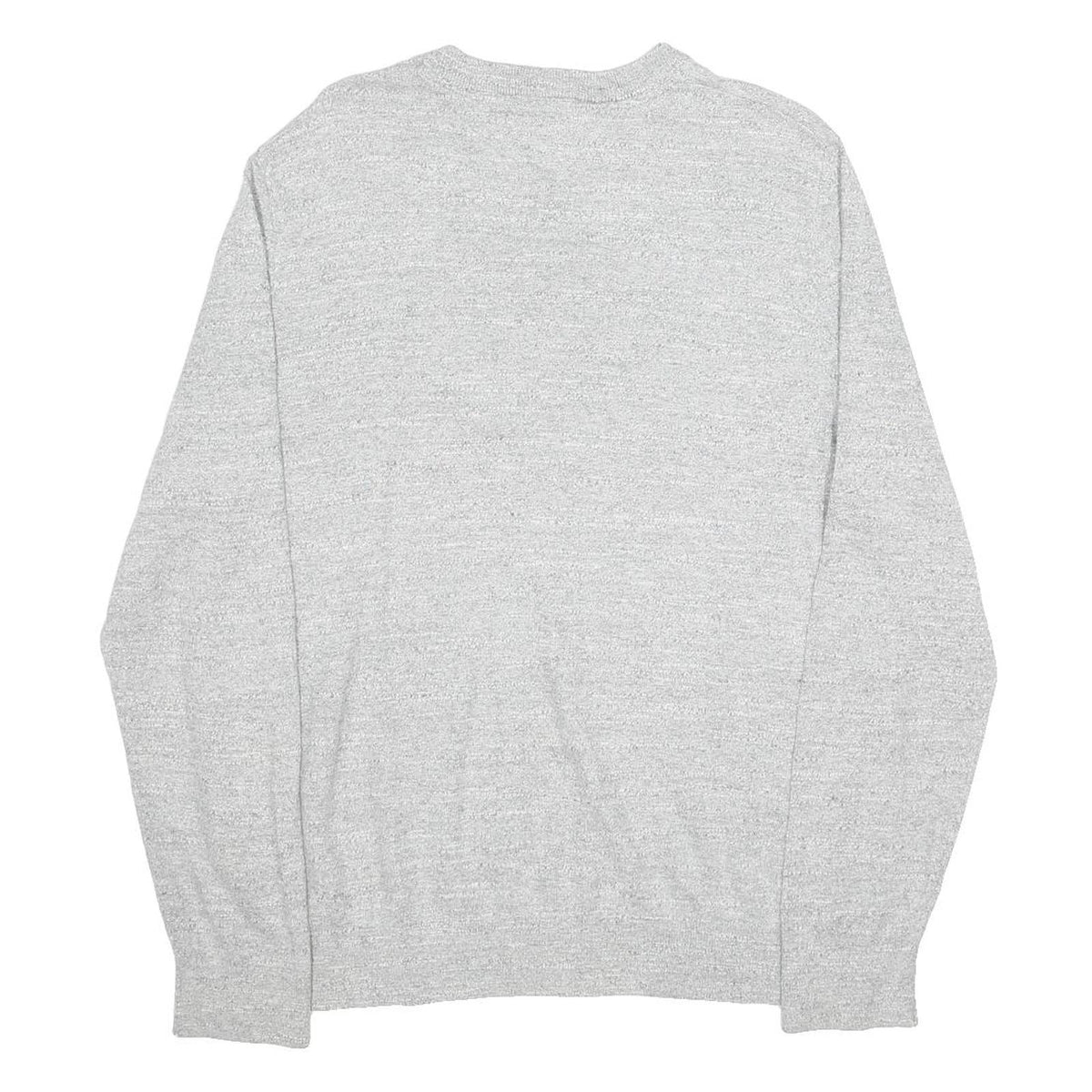 TOMMY HILFIGER Mens Grey Plain Cotton Pullover Crew Neck Basic Knit Jumper L