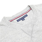TOMMY HILFIGER Mens Grey Plain Cotton Pullover Crew Neck Basic Knit Jumper L