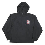 CHAMPION Mens Black Hooded Nylon Jacket M Plain Zip Pullover Lightweight