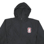 CHAMPION Mens Black Hooded Nylon Jacket M Plain Zip Pullover Lightweight