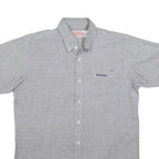 RED KAP Mens Grey & Blue Work Shirt M Button Down Cotton Blend Casual