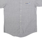 RED KAP Mens Grey & Blue Work Shirt M Button Down Cotton Blend Casual