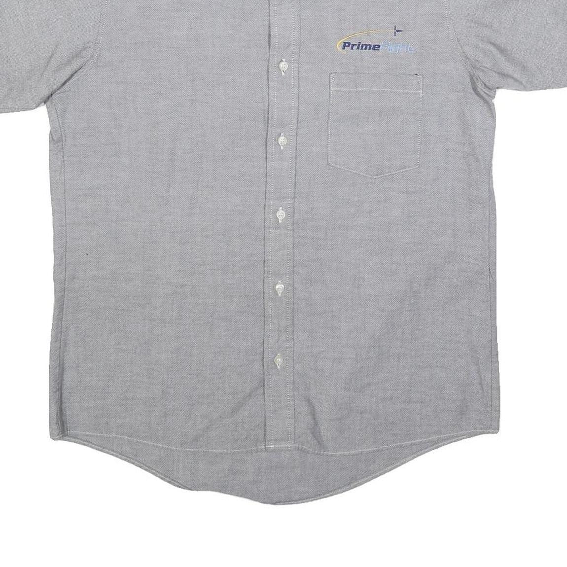 RED KAP Mens Grey & Blue Work Shirt M Button Down Cotton Blend Casual