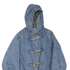 RIFLE Mens Blue Denim Hooded Button Jacket XL Cotton Blend Casual Outerwear