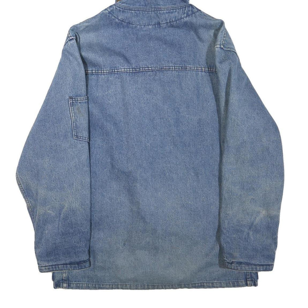 RIFLE Mens Blue Denim Hooded Button Jacket XL Cotton Blend Casual Outerwear