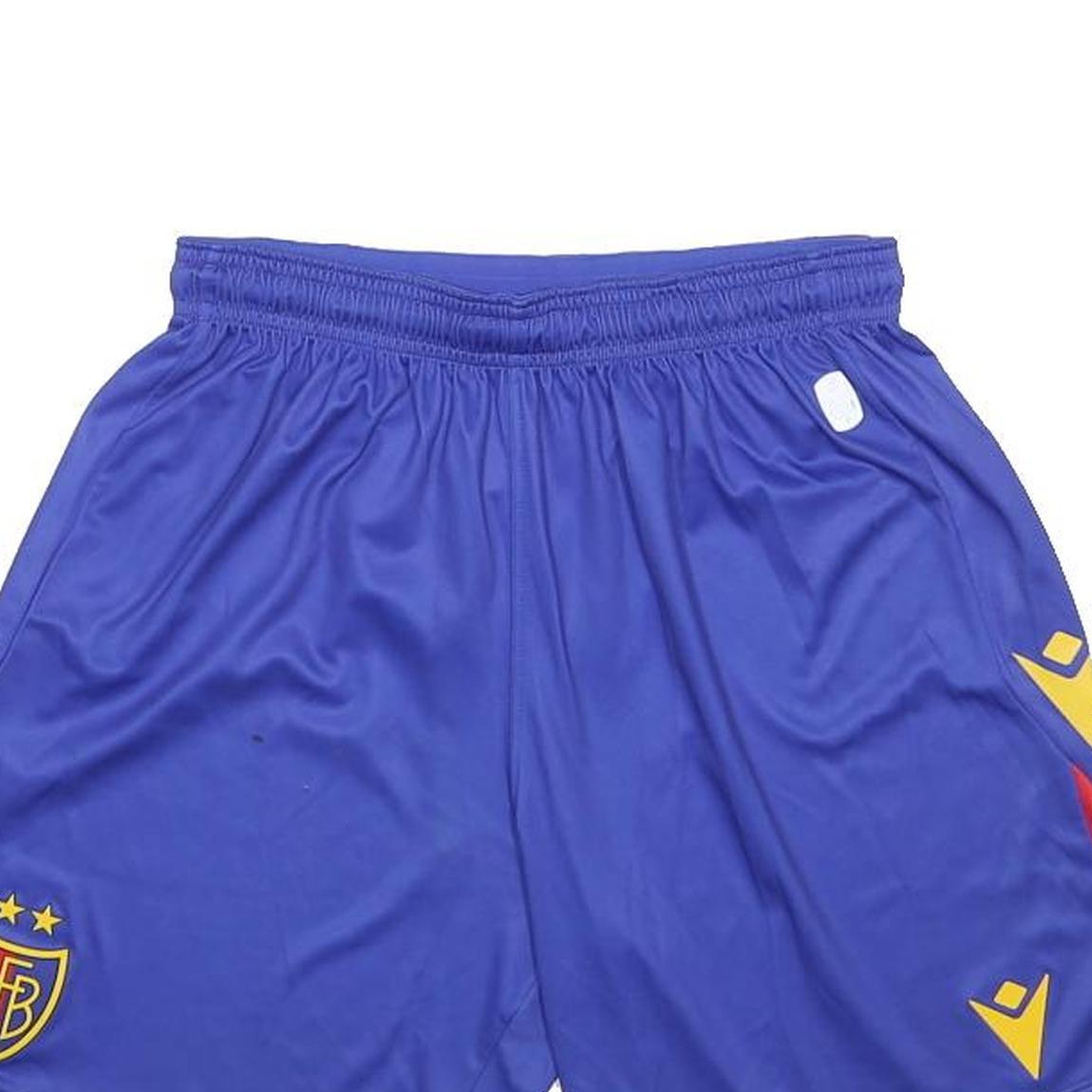 MACRON Mens Shorts Blue FC Basel Casual M W26 Team Logo Sports Gymwear