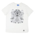ADIDAS Mens White Graphic T-Shirt XL Short Sleeve Round Neck Cotton Blend