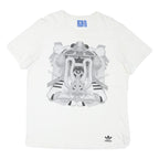 ADIDAS Mens White Graphic T-Shirt XL Short Sleeve Round Neck Cotton Blend
