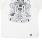 ADIDAS Mens White Graphic T-Shirt XL Short Sleeve Round Neck Cotton Blend