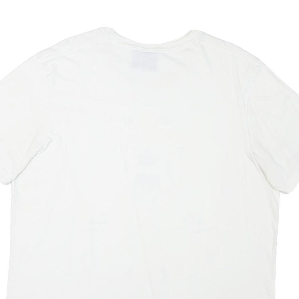 ADIDAS Mens White Graphic T-Shirt XL Short Sleeve Round Neck Cotton Blend