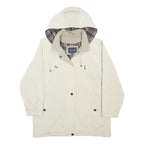 NAUTICA Mens White & Beige Hooded Jacket L Polyester Plain Zip Casual Outerwear