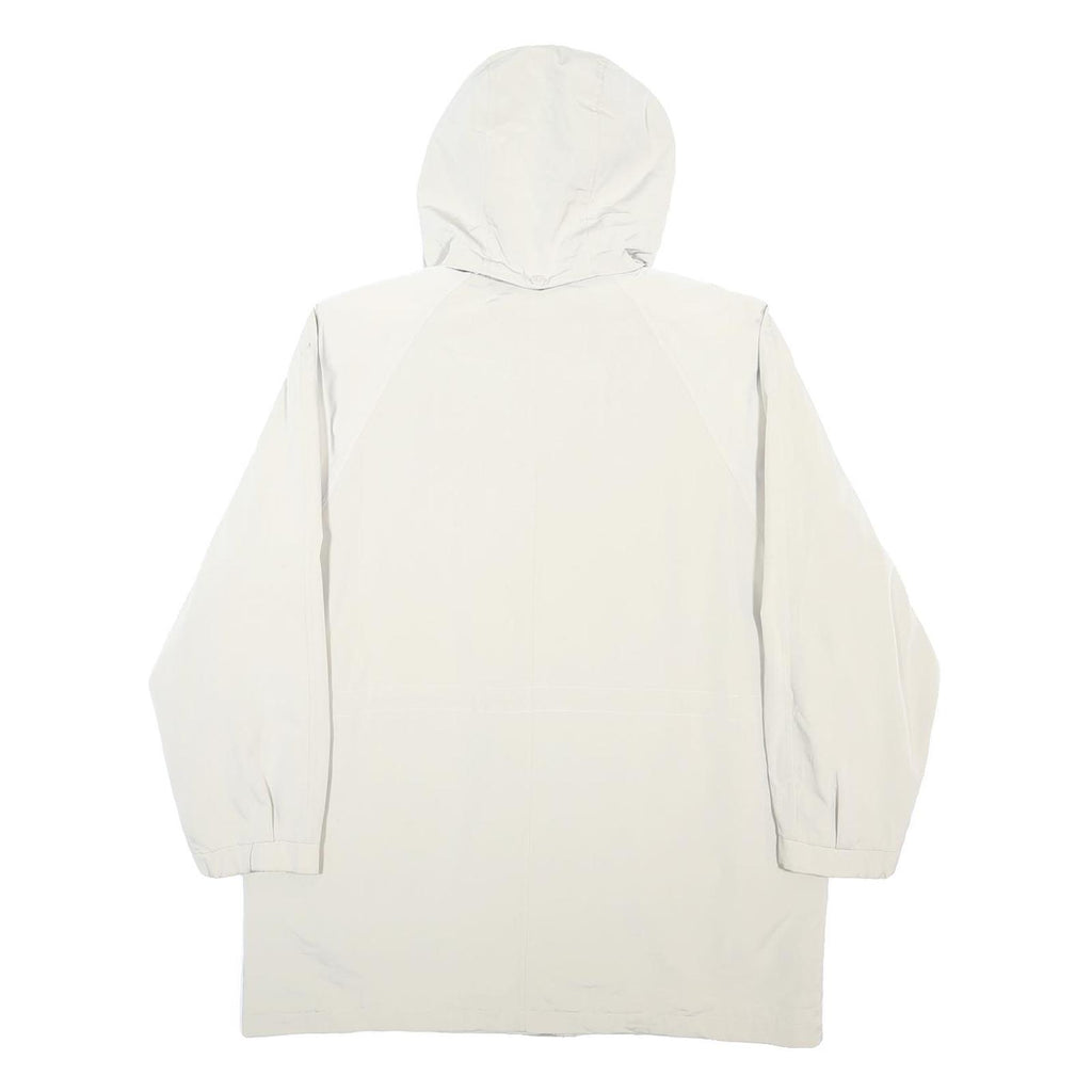 NAUTICA Mens White & Beige Hooded Jacket L Polyester Plain Zip Casual Outerwear