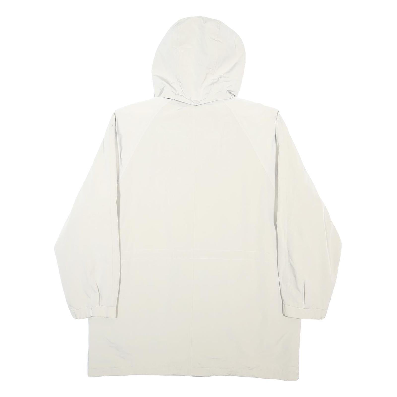 NAUTICA Mens White & Beige Hooded Jacket L Polyester Plain Zip Casual Outerwear