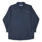 CINTAS Mens Navy Blue Work Shirt XL Long Sleeve Button Closure Cotton Blend