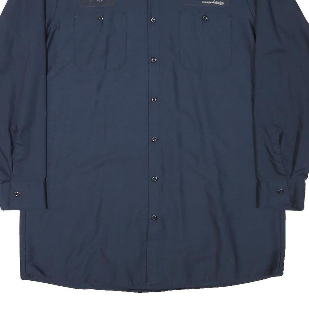 CINTAS Mens Navy Blue Work Shirt XL Long Sleeve Button Closure Cotton Blend