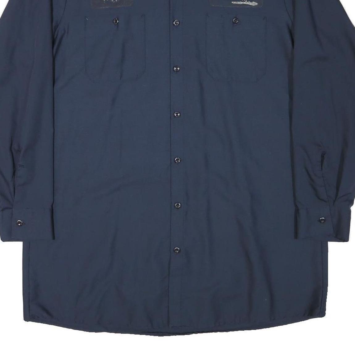 CINTAS Mens Navy Blue Work Shirt XL Long Sleeve Button Closure Cotton Blend