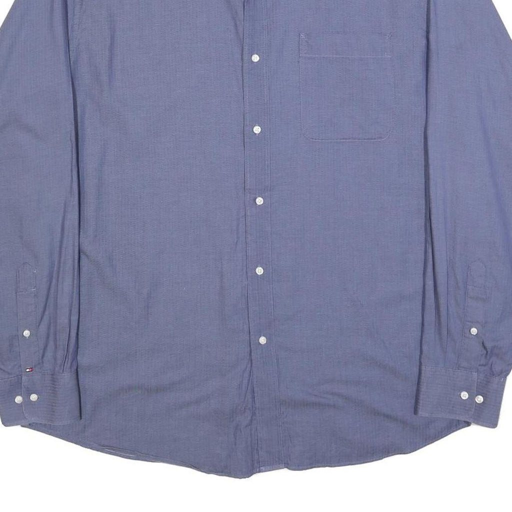 TOMMY HILFIGER Mens Blue Cotton Shirt XL Classic Button Long Sleeve