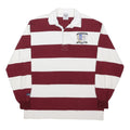 MAISON PLACENTE Mens White & Maroon Striped Long Sleeve Polo Shirt XL Rugby