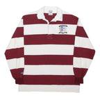 MAISON PLACENTE Mens White & Maroon Striped Long Sleeve Polo Shirt XL Rugby