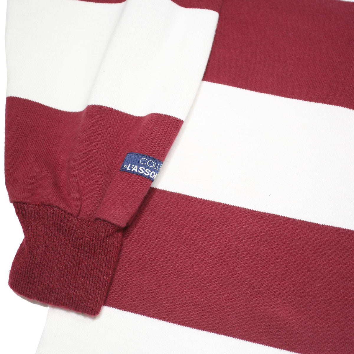 MAISON PLACENTE Mens White & Maroon Striped Long Sleeve Polo Shirt XL Rugby