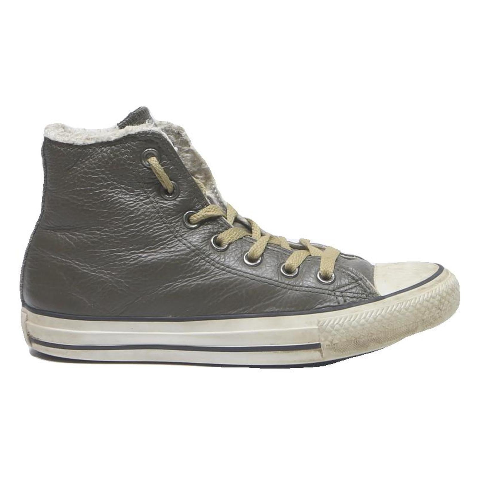 CONVERSE Womens Leather Casual High Top Boots Grey UK 4.5 Winter Lined