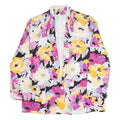 DELILA Womens Black Yellow & Pink Floral Jacket L Polyester Blend Button