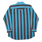 MIDWEST GARMENT Mens Blue & Black Stripe Cotton Blend Shirt M Button-Down Collar