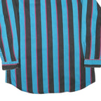 MIDWEST GARMENT Mens Blue & Black Stripe Cotton Blend Shirt M Button-Down Collar