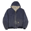 CARHARTT J130 Active Mens Navy Blue Zip Hooded Cotton Jacket XL Workwear Casual