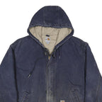 CARHARTT J130 Active Mens Navy Blue Zip Hooded Cotton Jacket XL Workwear Casual