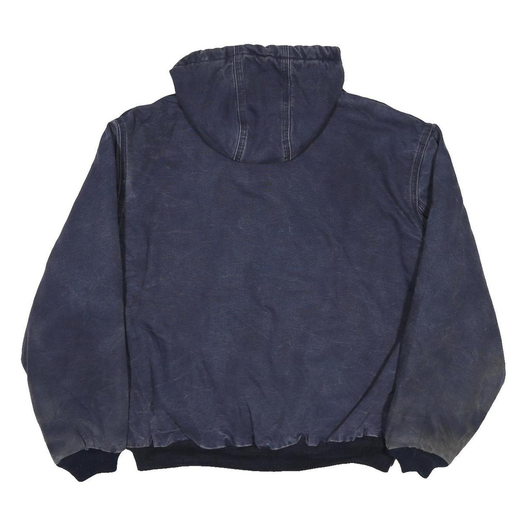 CARHARTT J130 Active Mens Navy Blue Zip Hooded Cotton Jacket XL Workwear Casual