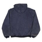 CARHARTT J130 Active Mens Navy Blue Zip Hooded Cotton Jacket XL Workwear Casual