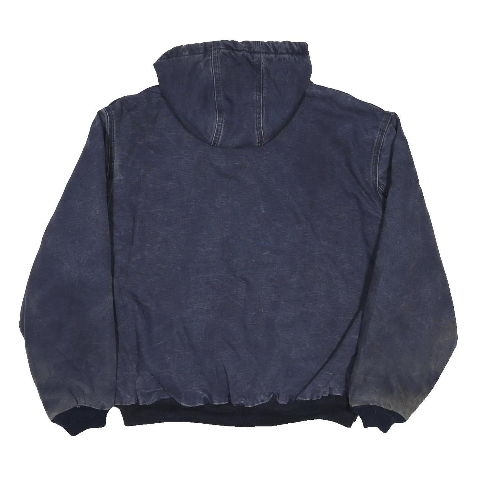 CARHARTT J130 Active Mens Navy Blue Zip Hooded Cotton Jacket XL Workwear Casual