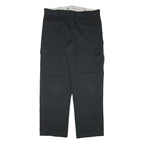 DICKIES Mens Cotton Blend Black Relaxed Straight Trousers W38 L32 Workwear Cargo