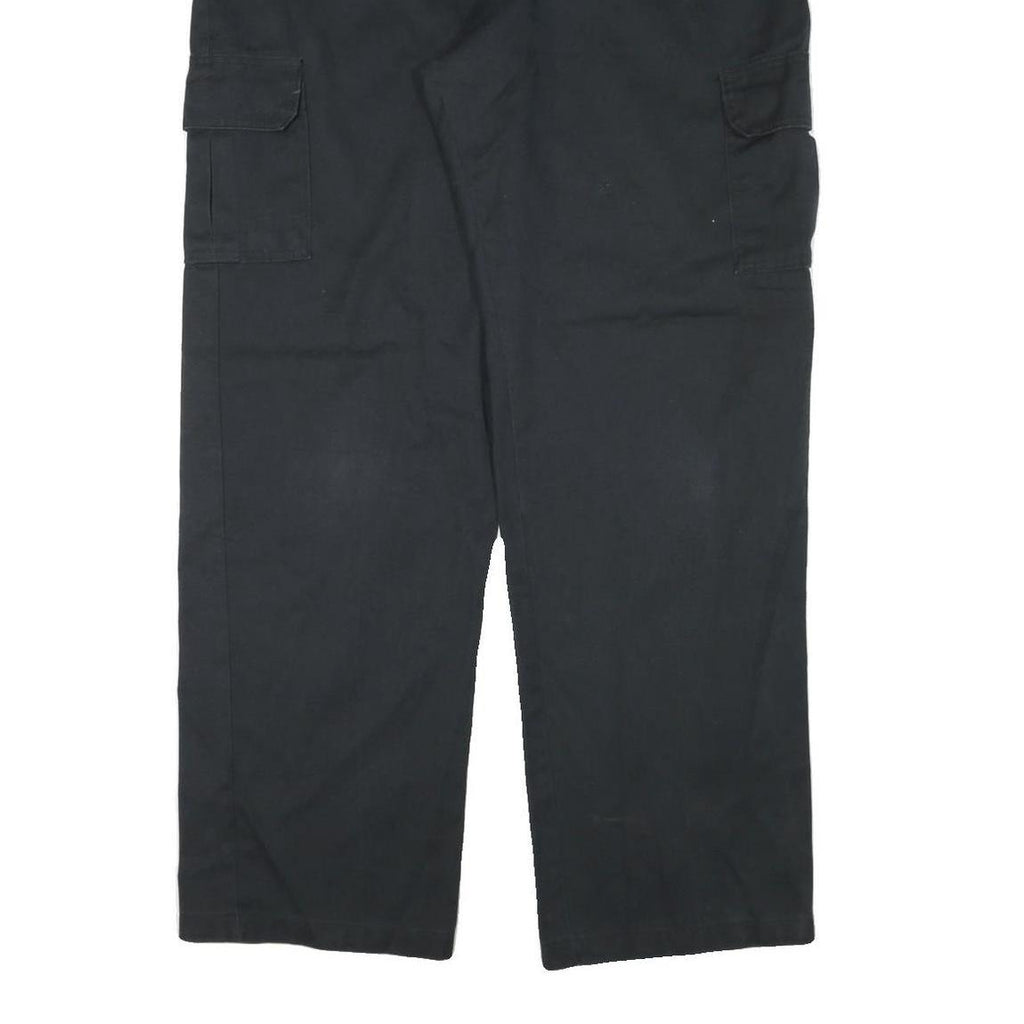 DICKIES Mens Cotton Blend Black Relaxed Straight Trousers W38 L32 Workwear Cargo