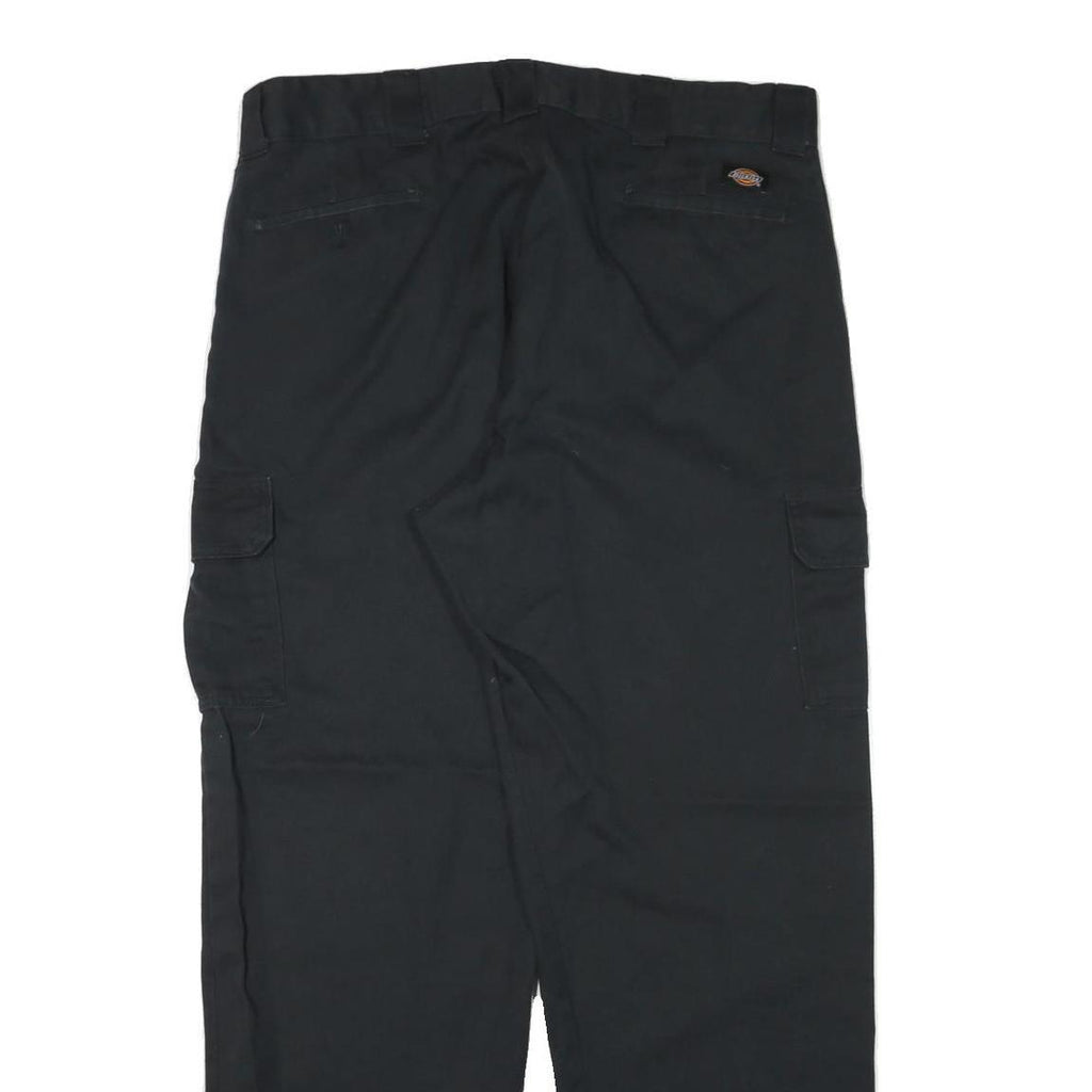 DICKIES Mens Cotton Blend Black Relaxed Straight Trousers W38 L32 Workwear Cargo