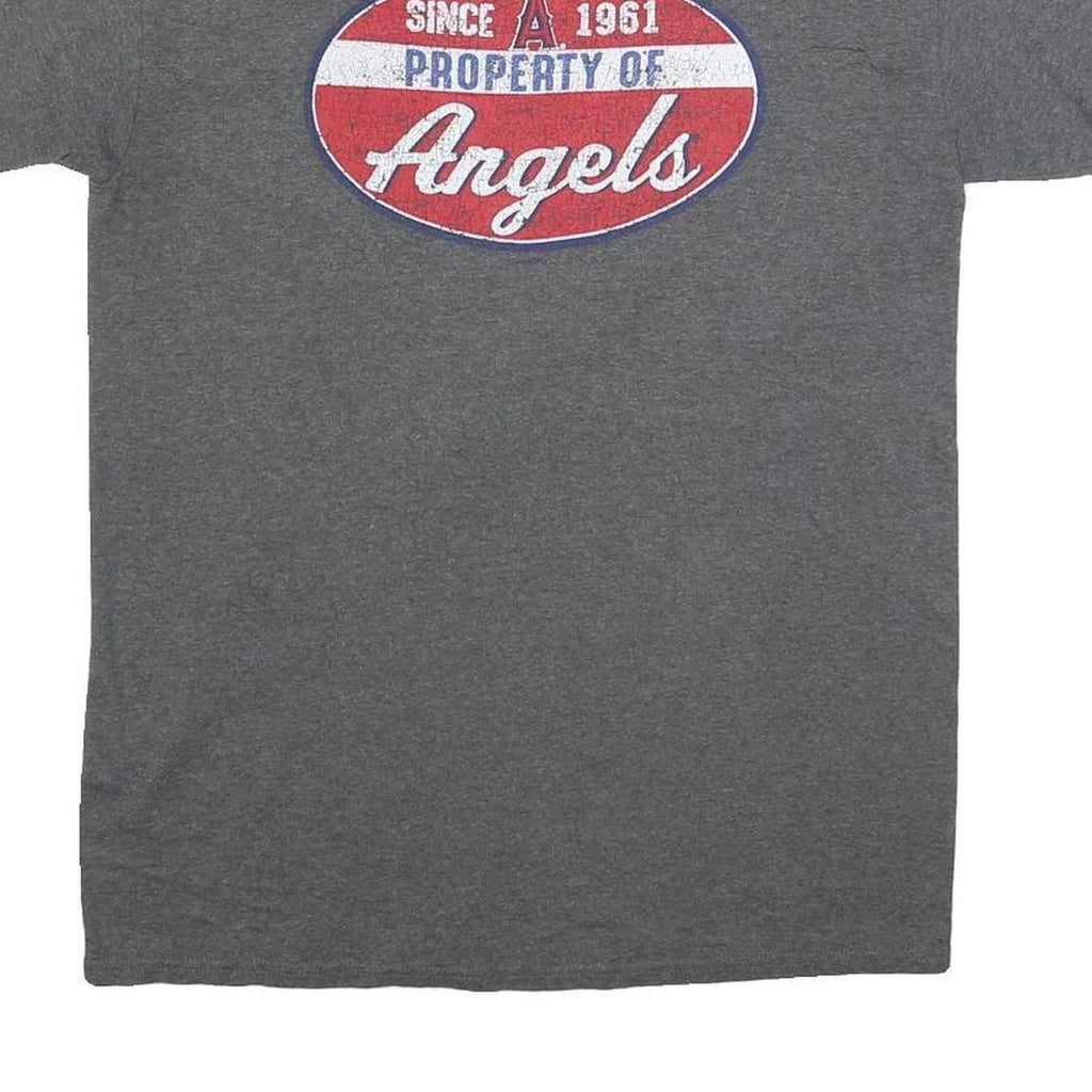 MLB Mens Grey Property Of Angels Graphic T-Shirt M Short Sleeve Crew Neck
